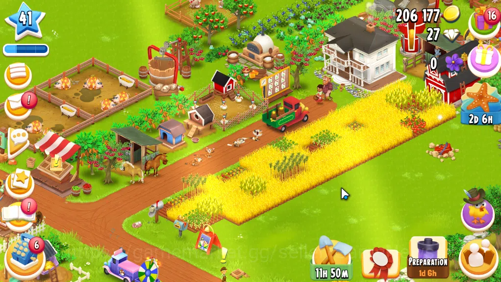 Hay Day Accounts Level 41| Barn Storage 1100 + Silo Storage 650 | 206k Coins,27 Dm |CN ON|Log Supercell ID|Take Email|Check 3