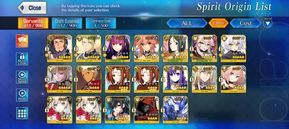 Fate-Grand Order Accounts NA Septem Lv 58|8 SSR Servant|Koyan Light,Skadi Caster,Waver,Napoleon,Achilles,Tamamo no Mae 1