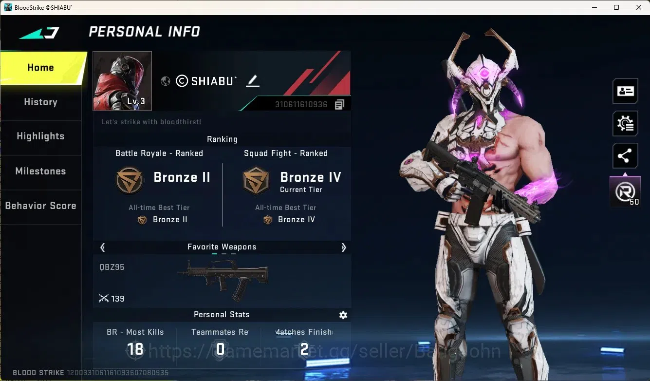 Blood Strike Accounts Rare Skin ASIA | 1 Ultra Striker: Zero-Nullifier | 1 Legendary Gun | Check SS BS1974B 1