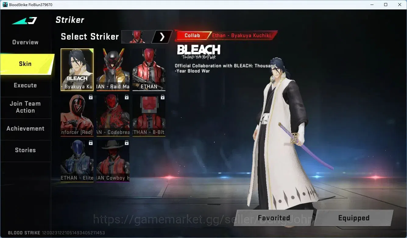 Blood Strike Accounts ASIA | BLEACH Byakuya Kuchiki Striker | Legendary  image 6