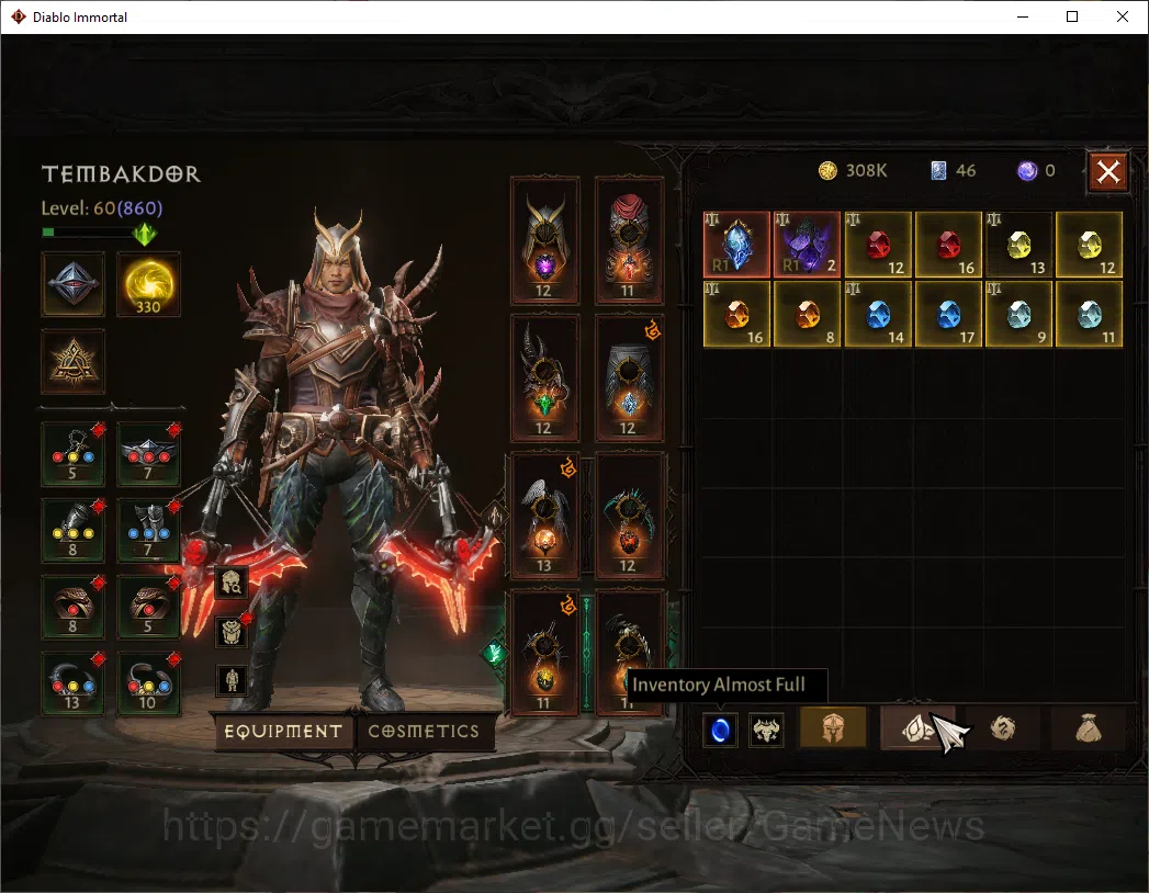 Diablo Immortal Accounts SEA-Anu|CS ON|Lv60(860)|Demon Hunter|CR 41k|Reso 3 image 6