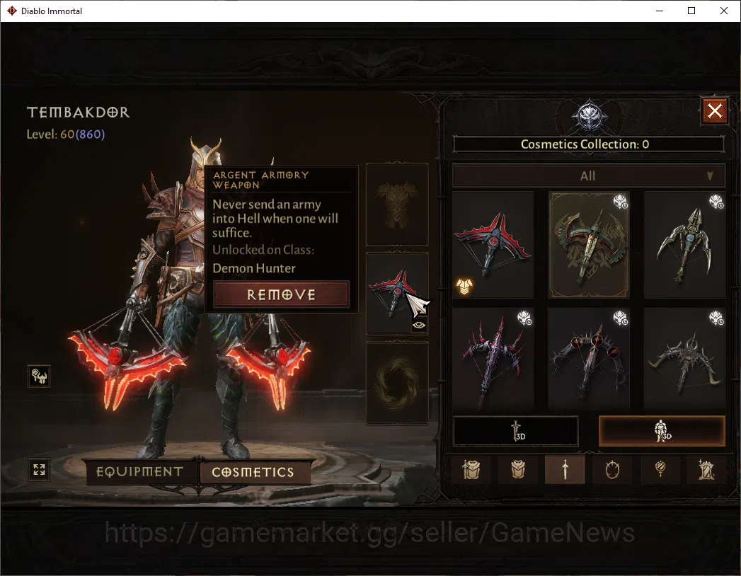 Diablo Immortal Accounts SEA-Anu|CS ON|Lv60(860)|Demon Hunter|CR 41k|Reso 3 image 8