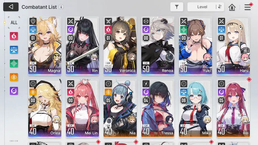 Chaos Zero Nightmare Accounts Global Lv 45|9 SSR[MagnaM1,VeroM1,HaruM1,Yuki,Etc] +10 SR(NiaM5,MikaM6,BerylM6,Etc) 16 SR 3