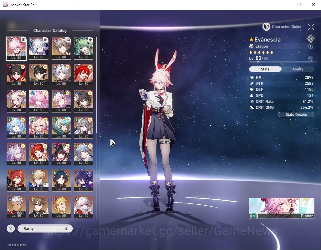Honkai Star Rail Accounts Others Asia|TL 70|4 Team Prem|23 Limited|(Evanescia E2,Yaoguang E1,HimeNova,Castorice 1