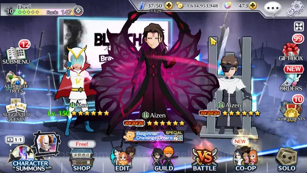 Bleach: Brave Souls Accounts High-End ASIA|835K BP|Fresh Story|1850 PS+2K BS,8K PremAcc Ticket|Aizen,Grimjow 11th|Ichigo 1