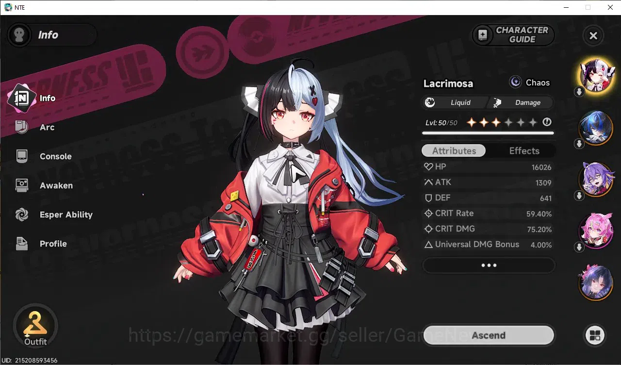Neverness to Everness Accounts GLOBAL SEA|HL 30|TL 20|7 SSR Hotori+Outfit,Lacrimo image 3