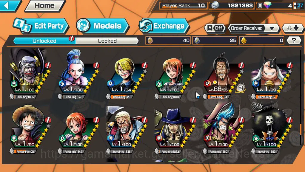 One Piece Bounty Rush Accounts Starter Global|6 EX|4Emperor Marshal D.Teach,PB Kuzan,Onigashima Zoro,5Elder Saturn,Gol 11