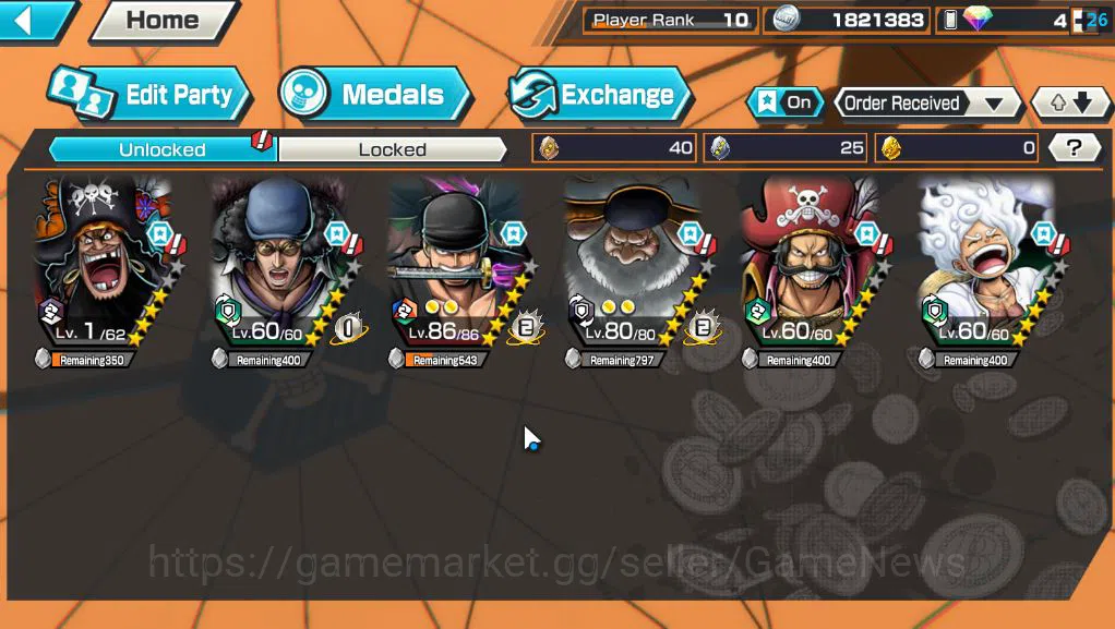 One Piece Bounty Rush Accounts Starter Global|6 EX|4Emperor Marshal D.Teach,PB Kuzan,Onigashima Zoro,5Elder Saturn,Gol 3