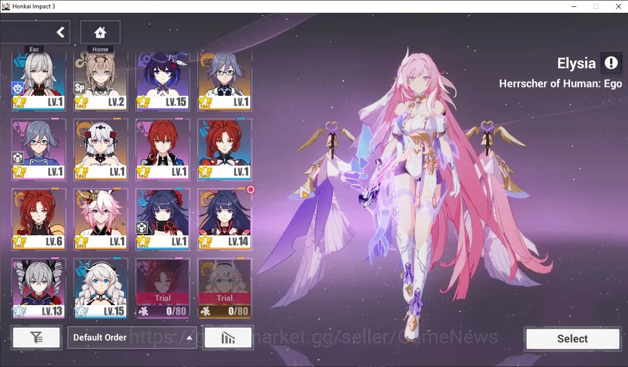 Honkai Impact 3rd Accounts SEA Lv74|2 Fullset(Elysia HeHo,Raiden Xentinel),Ki image 2
