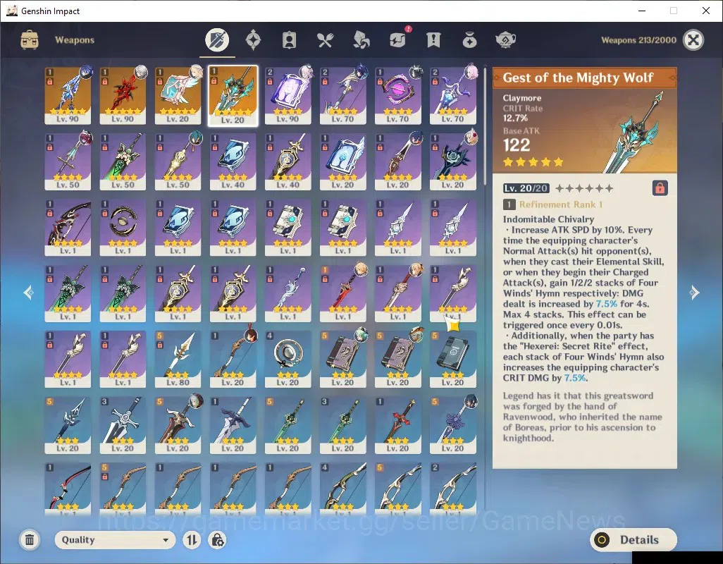 Genshin Impact Accounts ASIA|AR 55|5 Limited + 4 (*5Weapon)|[Flins,Arlecch image 15