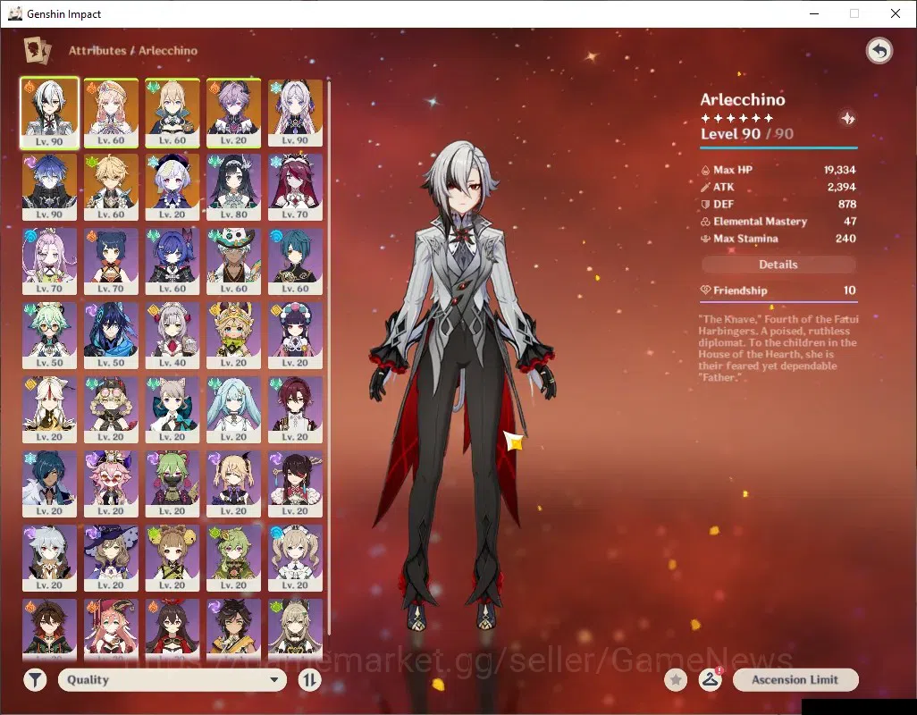 Genshin Impact Accounts ASIA|AR 55|5 Limited + 4 (*5Weapon)|[Flins,Arlecch image 3