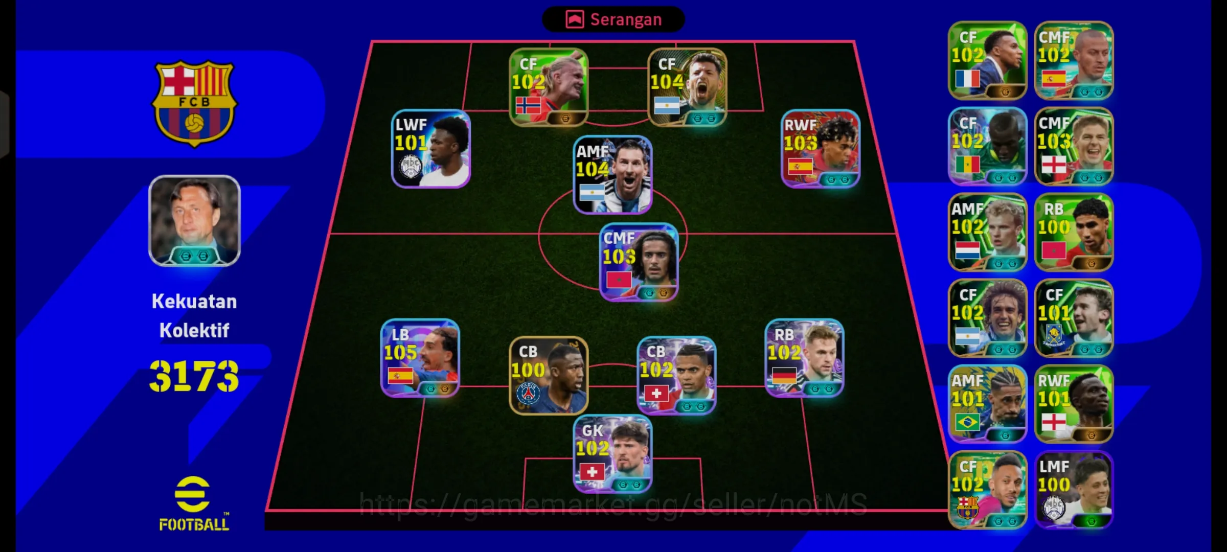 eFootball Accounts Legends & Iconic Players EFOOTBALL COLLECTIVE STRENGTH 3172 • AYOUB • AGUERO • HALLAND • YAMAL • MESSI 1