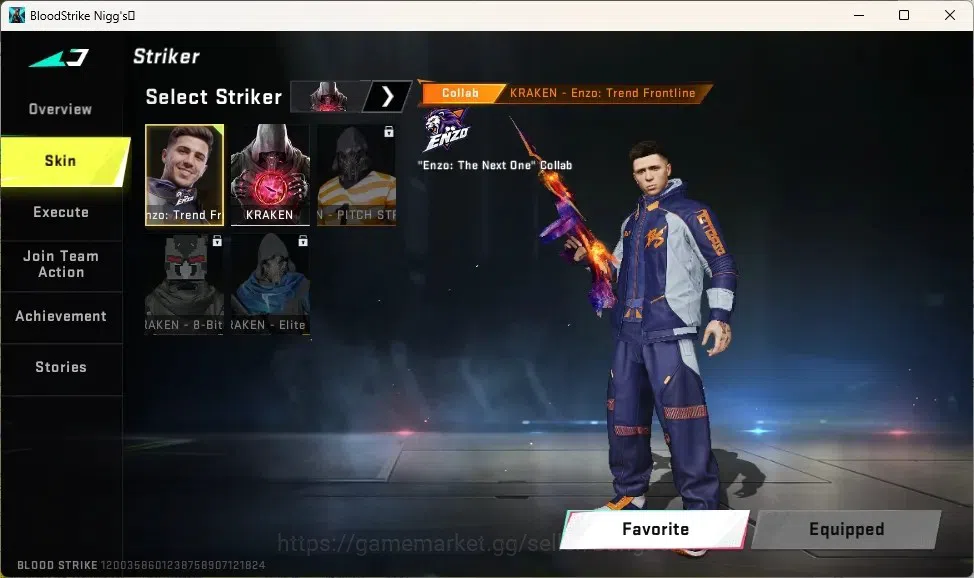 Blood Strike Accounts Collab Skin ASIA | Ultra Melee:Talon Knife Sanctum | Collab KRAKEN Enzo Striker | 4 Ultra Guns | 1 8
