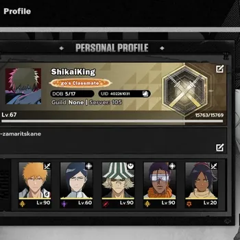 BLEACH: Soul Resonance Accounts Nuverse SEA |Lv.67|7 SSR 3 Sign(IchigoDZ B6,Byakuya B1,Madarame