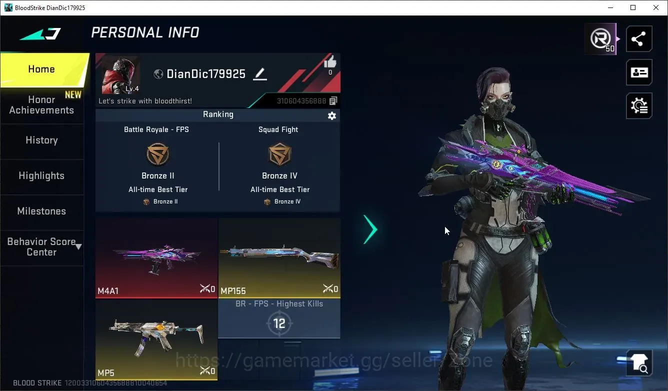 Blood Strike Accounts Others Asia|1 ETERNAL: M4A1|1 LIMITED:|3 LEGENDARY Guns|1 ULTRA Skin Chest|Riname Card 1
