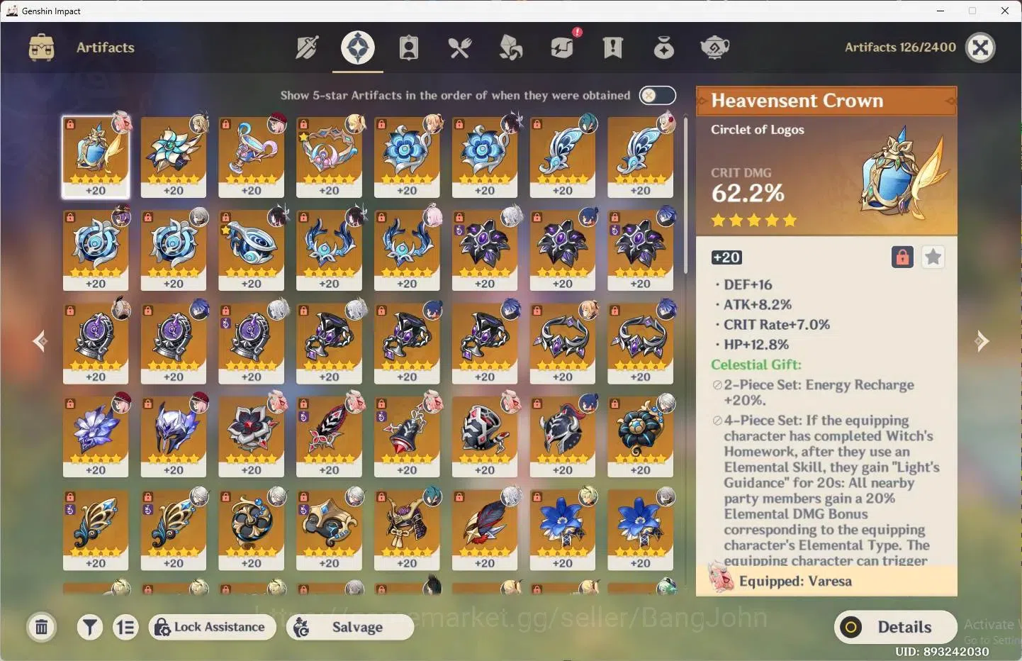 Genshin Impact Accounts ASIA | AR 57 | 5 Limit (Varesa,Columbina,Flins,Zib image 5