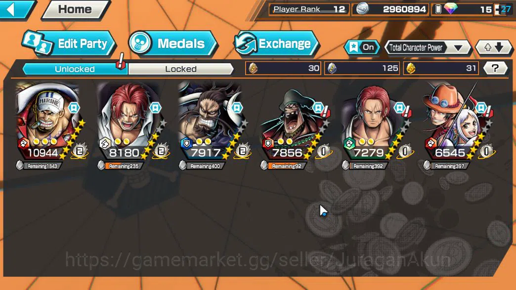 One Piece Bounty Rush Accounts Global |6 EX |1 MAX|HQ Sakazuki,DD Shank,Strongest image 4