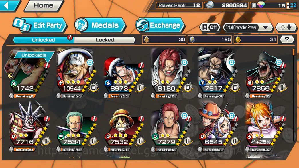 One Piece Bounty Rush Accounts Global |6 EX |1 MAX|HQ Sakazuki,DD Shank,Strongest image 6