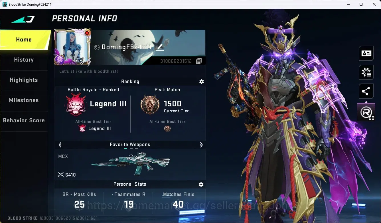 Blood Strike Accounts ASIA |ETERNAL DESERT EAGLE, ETERNAL ZERO-ODASHADOW image 1