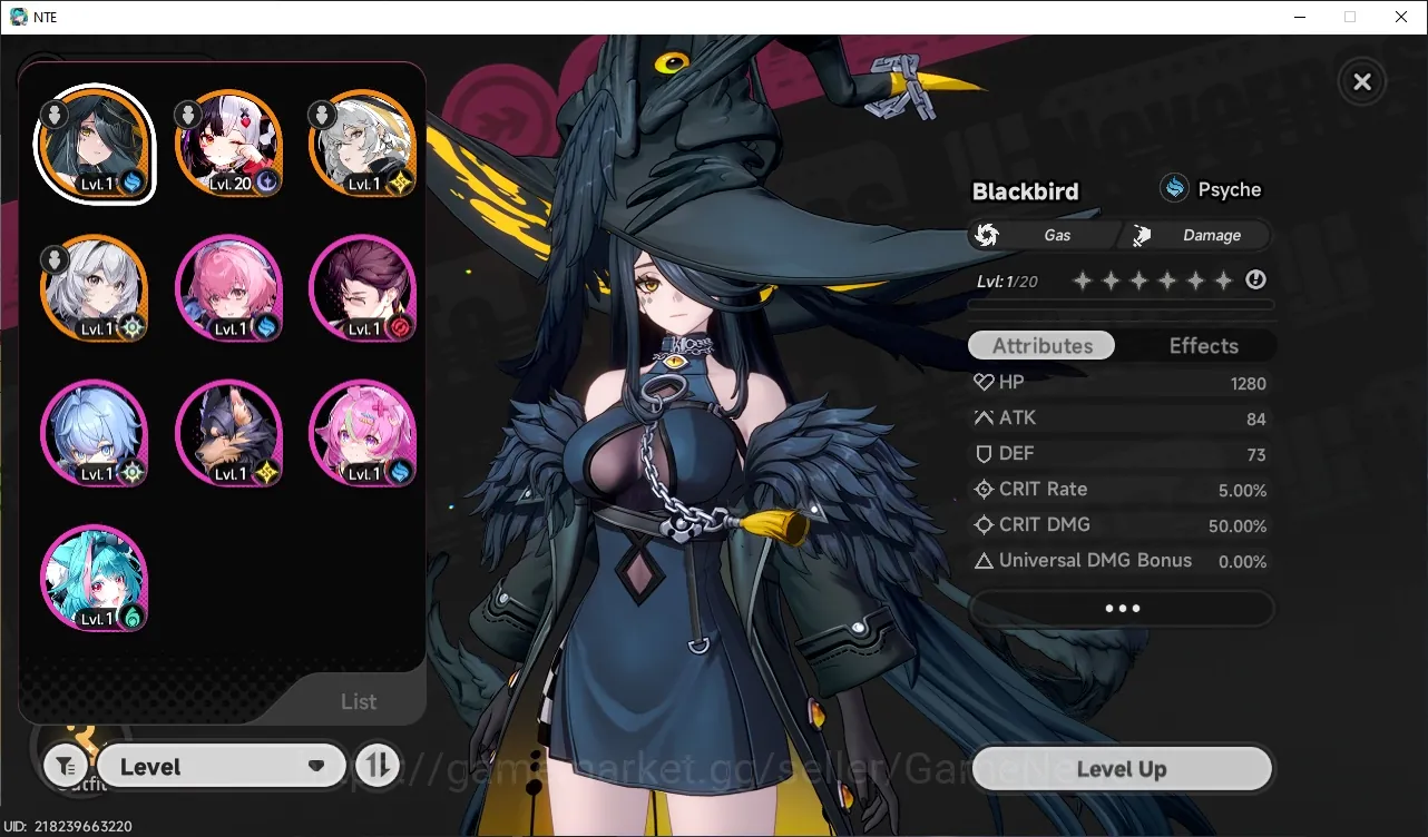 Neverness to Everness Accounts Global NA|HL 3|2 S-Class 2 Limited| Blackbird,Lacrimosa |1 Selector Box|Selector ON|Female 1