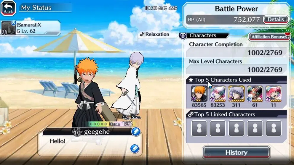 Bleach: Brave Souls Accounts High-End [GLOBAL]52K Orb|Ichigo DreamTeam,New Ichigo,TYBW26 Yukio,Riruka,10th Anniv 3