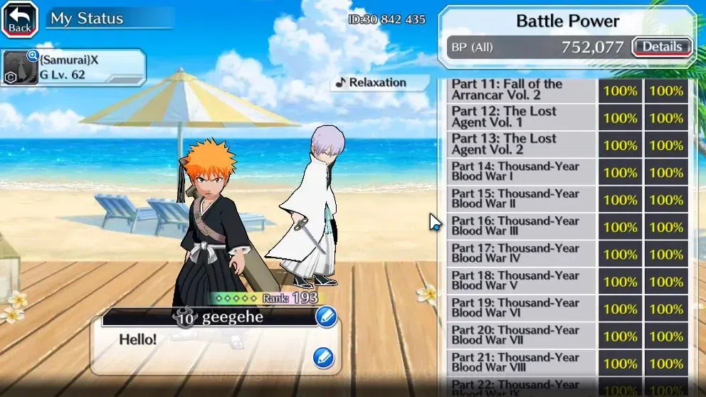 Bleach: Brave Souls Accounts High-End [GLOBAL]52K Orb|Ichigo DreamTeam,New Ichigo,TYBW26 Yukio,Riruka,10th Anniv 5