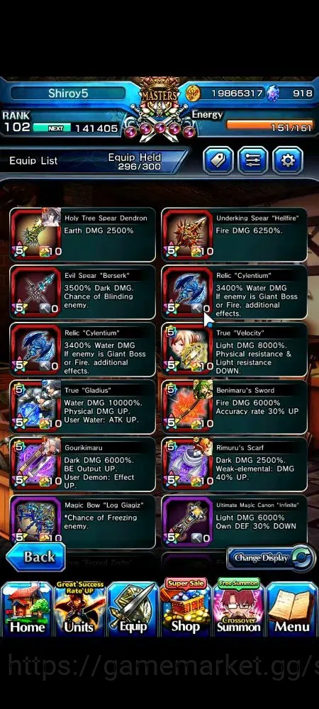 Grand Summoners Accounts Global|Rank 102|918 cc|16 Ascend+3 TW|2x Roy+TW,Em image 10