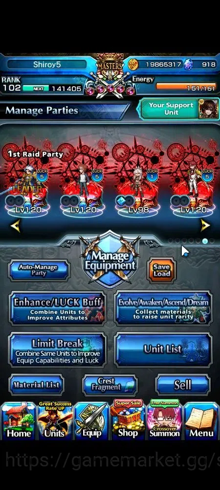 Grand Summoners Accounts Global|Rank 102|918 cc|16 Ascend+3 TW|2x Roy+TW,Em image 3