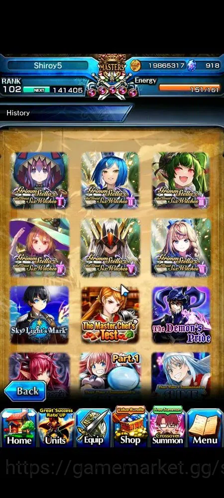 Grand Summoners Accounts Global|Rank 102|918 cc|16 Ascend+3 TW|2x Roy+TW,Em image 9
