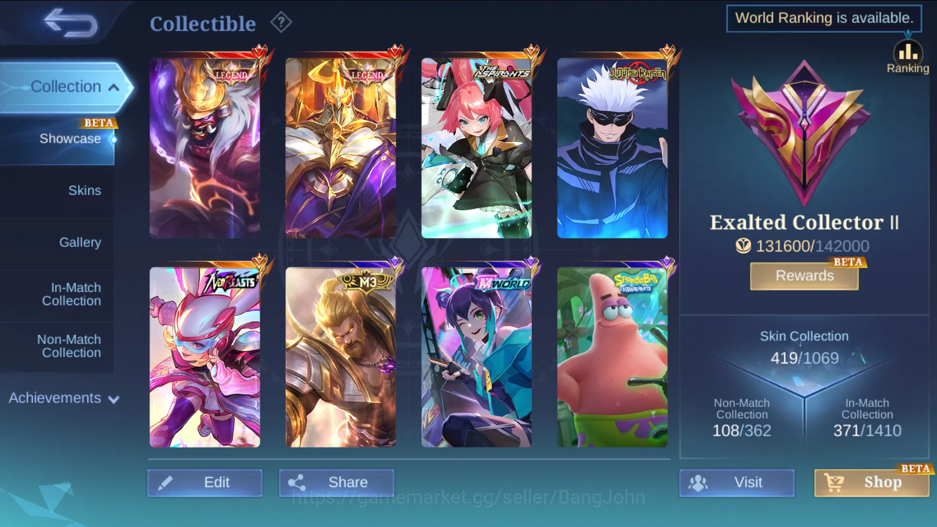 hero 130 | skin 419 | Legend franco, legend johnson, aspirant layla, jjk xavier gojo, neobeast lylia, m3 roger, m-world wanwan ~ML477B Mobile Legends: Bang Bang Others hero 130 | skin 419 | Legend franco, legend johnso image 1