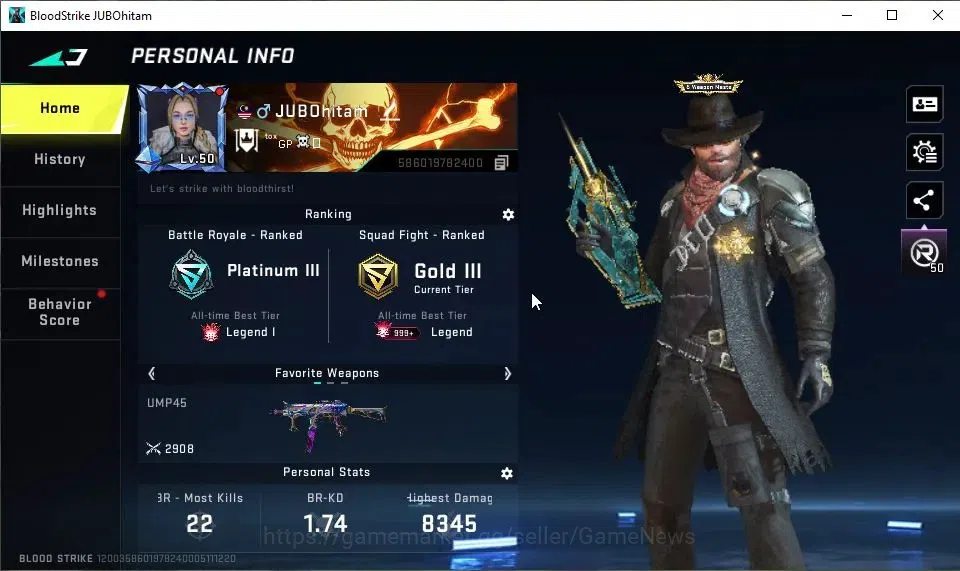 Blood Strike Accounts ASIA|ETERNAL P90-Empyrean Lv2|18 ULTRA[HANK,AUG,PK image 2