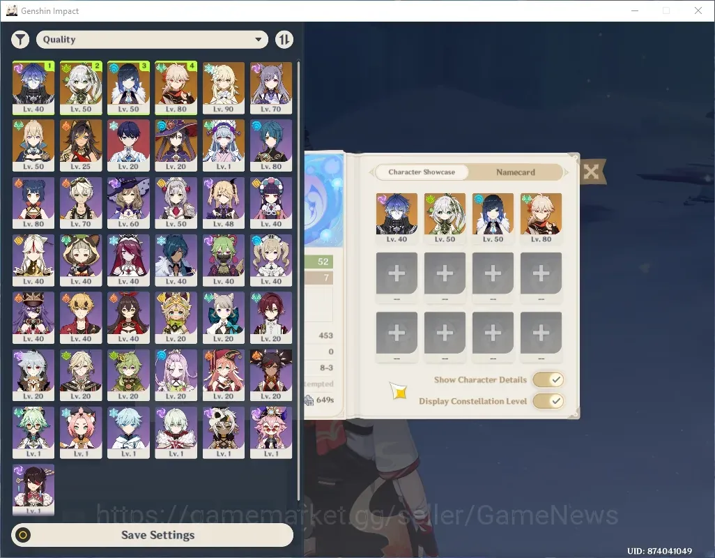 Genshin Impact Accounts Mid Game ASIA|AR 52|4 Limited + 1 (*5 Weapon)|Flins,Nahida,Yelan,Kaedehara Kazuha|1622 1
