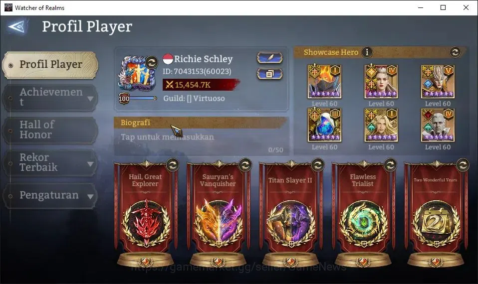 Watcher of Realms Accounts GLOBAL 60x|15M Power|6K Gems+Many Skin|18 Lord[Ing image 2