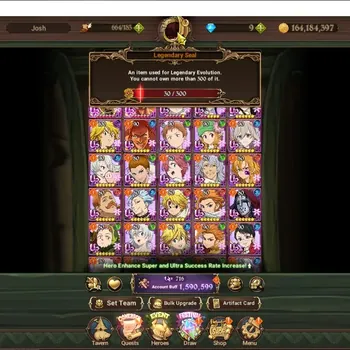 The Seven Deadly Sins: Grand Cross Accounts Endgame GLOBAL|1,5M CC +30 LS|7 UR +Collab OVERLORD & Tensura|Thor,Esca