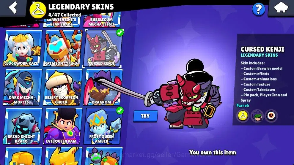 Brawl Stars Accounts 40K Trophy|98 Brawlers 29 Max Lvl|UL Kaze|395 Skin image 17