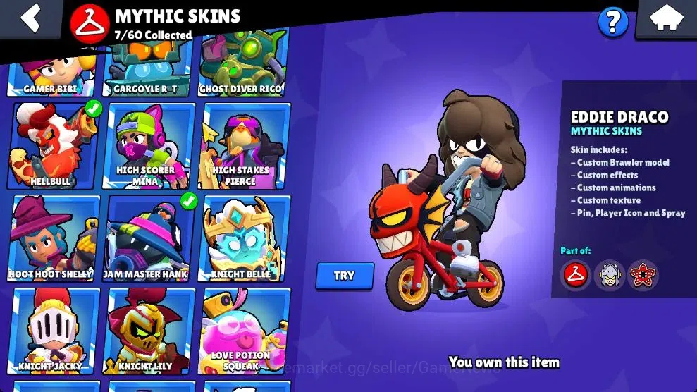 Brawl Stars Accounts 40K Trophy|98 Brawlers 29 Max Lvl|UL Kaze|395 Skin image 19