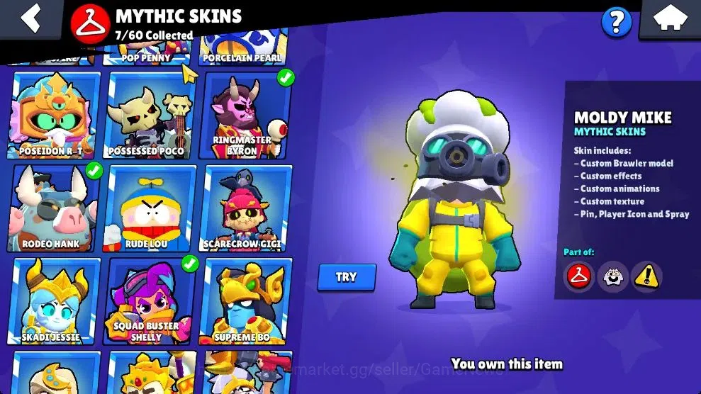Brawl Stars Accounts 40K Trophy|98 Brawlers 29 Max Lvl|UL Kaze|395 Skin image 20