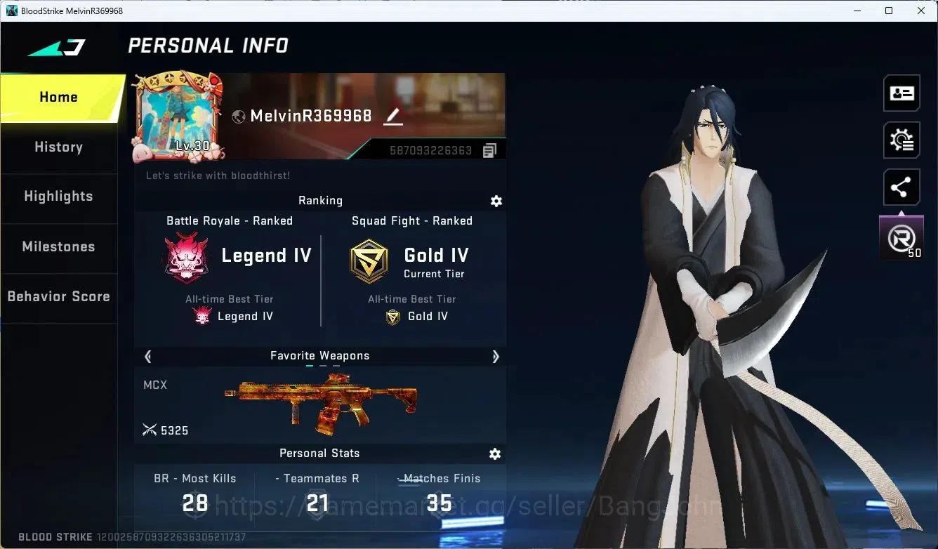 Blood Strike Accounts ASIA | 1 ETERNAL: Desert Eagle | 2 BLEACH | 2 7DS image 1