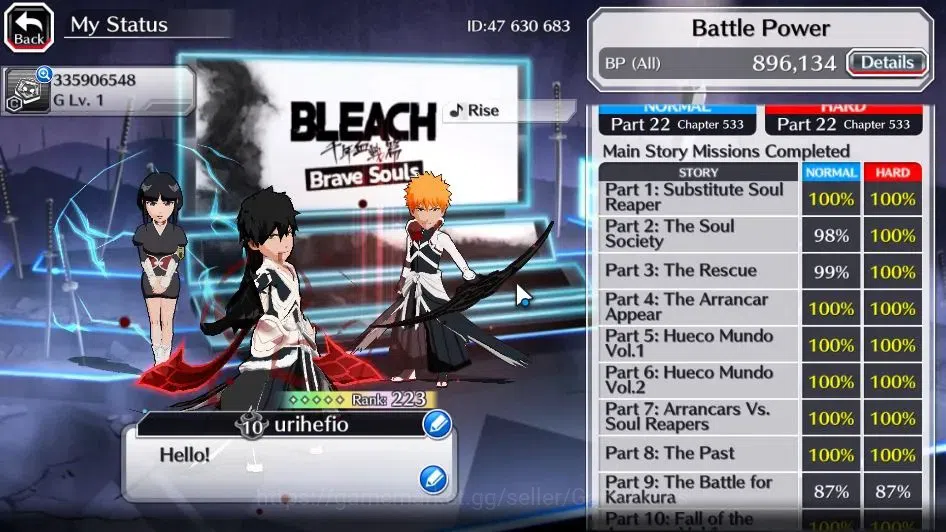 Bleach: Brave Souls Accounts [GLOBAL]50K Orb|2 Renewd Ichigo,TYBW25 Yachiru,Nem image 4