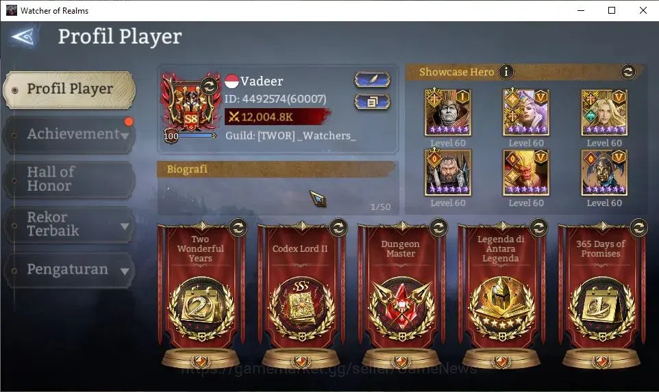 Watcher of Realms Accounts GLOBAL 60x|12M Power|15 Lord[IngridA5,PraetusA1,Ez image 2