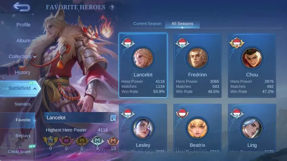 Mobile Legends: Bang Bang Accounts Global|Skin 425|Exalted|Legend Lunox,DUCATI Irithe image 4