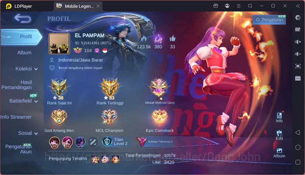 Mobile Legends: Bang Bang Accounts GLOBAL|Hero 131|Skin 342|Kof Guinevere+Karina,Prim image 1