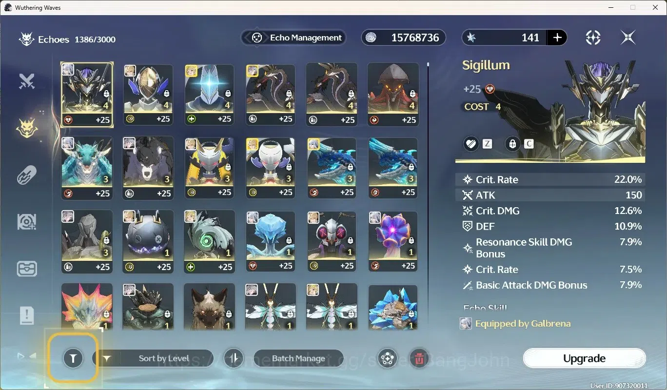 Wuthering Waves Accounts Others SEA|UL 49|Rank 5|5 Char Limited [Galbrena Rc2]+Sign,Luuk Herssen Rc3,Lucilla,Rebecca,Denia 14
