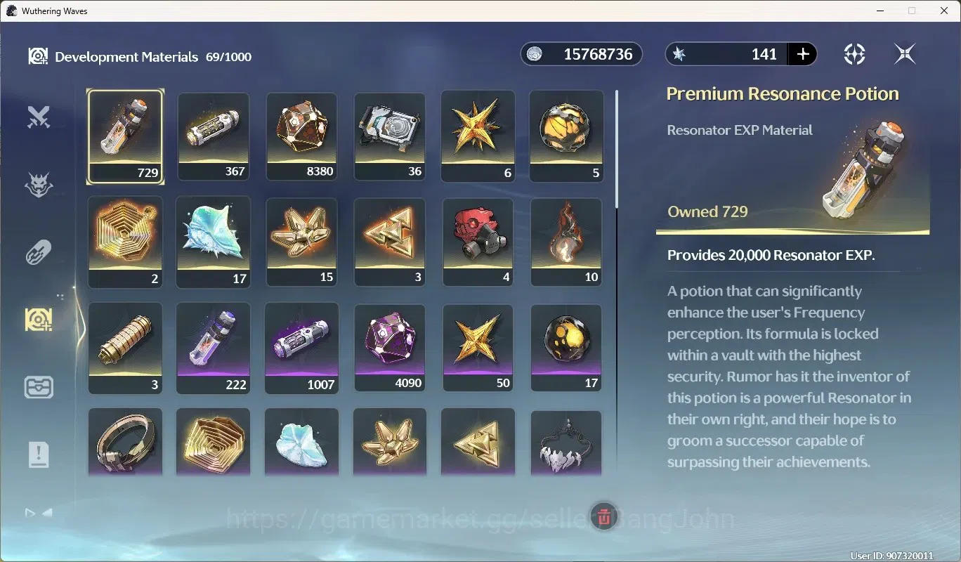 Wuthering Waves Accounts Others SEA|UL 49|Rank 5|5 Char Limited [Galbrena Rc2]+Sign,Luuk Herssen Rc3,Lucilla,Rebecca,Denia 16