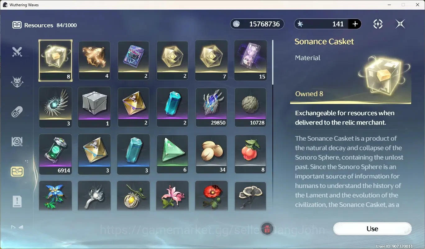 Wuthering Waves Accounts Others SEA|UL 49|Rank 5|5 Char Limited [Galbrena Rc2]+Sign,Luuk Herssen Rc3,Lucilla,Rebecca,Denia 17