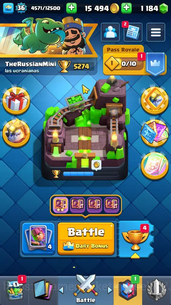 Clash Royale Accounts Midgame Lvl 36|Trophy 5274|KTL 12|Limited Skin|Card 111|0 Hero 7 EVO 0 Champ 20 Legendary 32 Epic,30