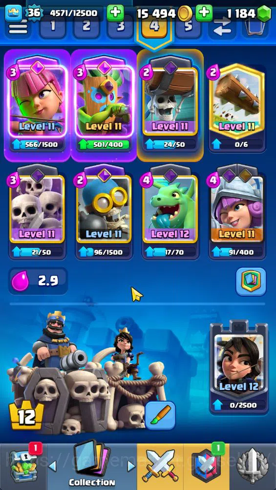 Clash Royale Accounts Midgame Lvl 36|Trophy 5274|KTL 12|Limited Skin|Card 111|0 Hero 7 EVO 0 Champ 20 Legendary 32 Epic,30 3