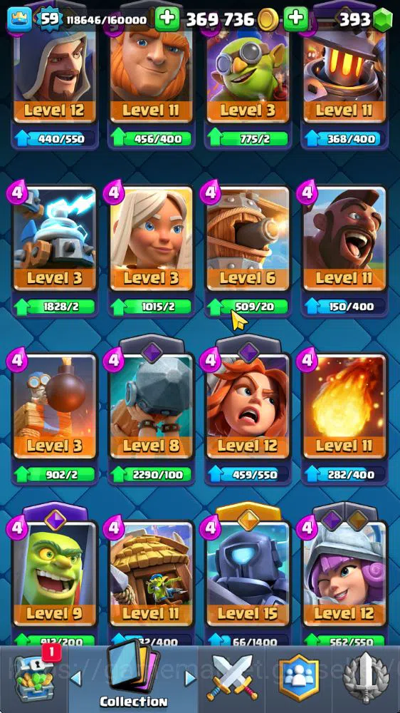 Clash Royale Accounts Midgame Lv 59|Trophy 11976|KTL 11|Limited Skin|Card 121| 3 Hero 12 EVO 8 Champ 21 Legendary 33 Epic 30 18