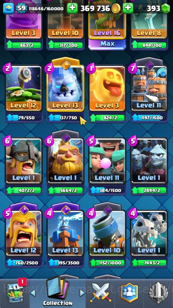Clash Royale Accounts Midgame Lv 59|Trophy 11976|KTL 11|Limited Skin|Card 121| 3 Hero 12 EVO 8 Champ 21 Legendary 33 Epic 30 19