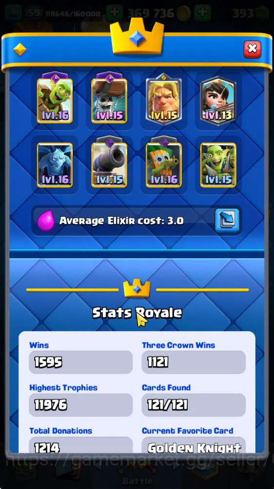 Clash Royale Accounts Midgame Lv 59|Trophy 11976|KTL 11|Limited Skin|Card 121| 3 Hero 12 EVO 8 Champ 21 Legendary 33 Epic 30 3